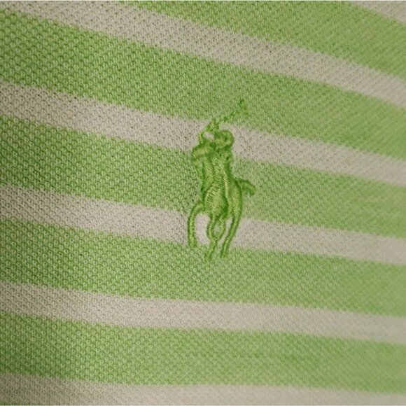Polo Golf Mens Green White Stripe Short Sleeve Polo XL - Picture 3 of 6